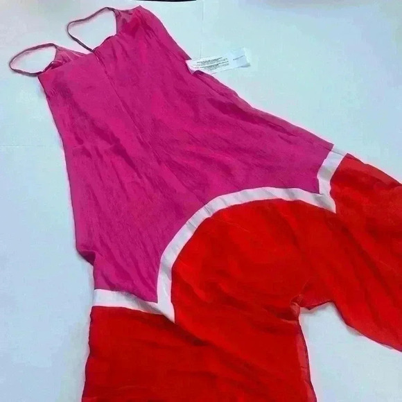 BCBGMAXAZRIA Womens Color Block Mixi Bright Bohemian Dress Spaghetti Straps NWOT - Picture 13 of 14